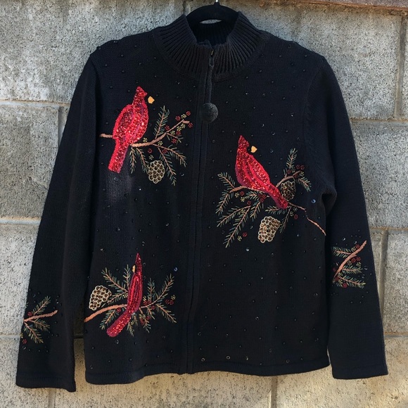 TIARA INTERNATIONAL Sweaters - TIARA INTERNATIONAL Xmas Cardigan Cardinal Sweater